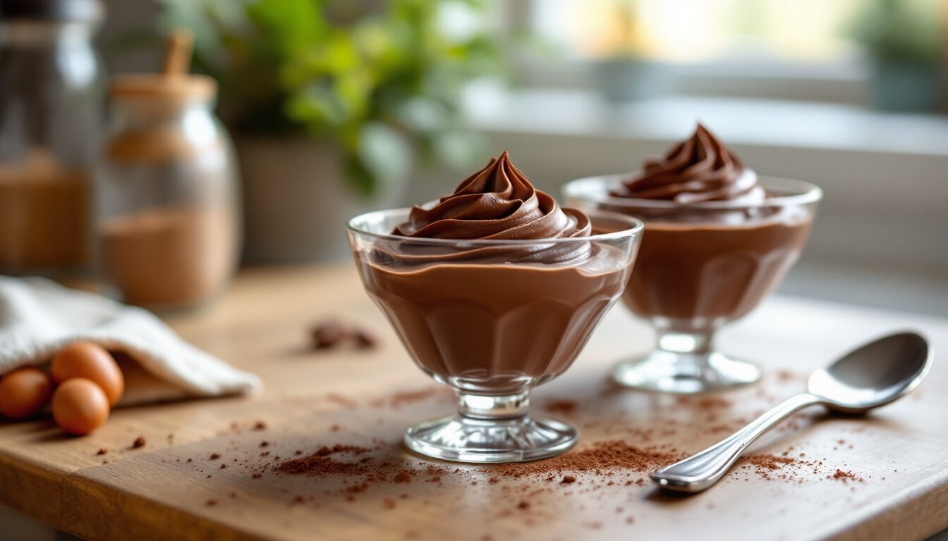 crème chocolat sans oeuf avec cacao en poudre