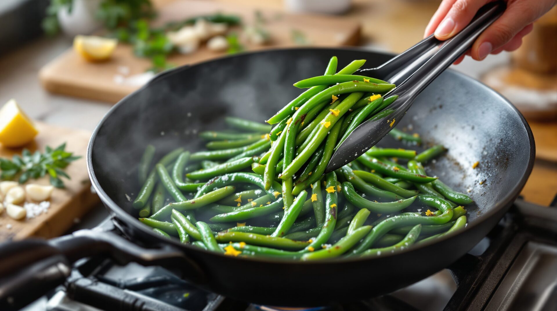 cuire haricots verts a la poele