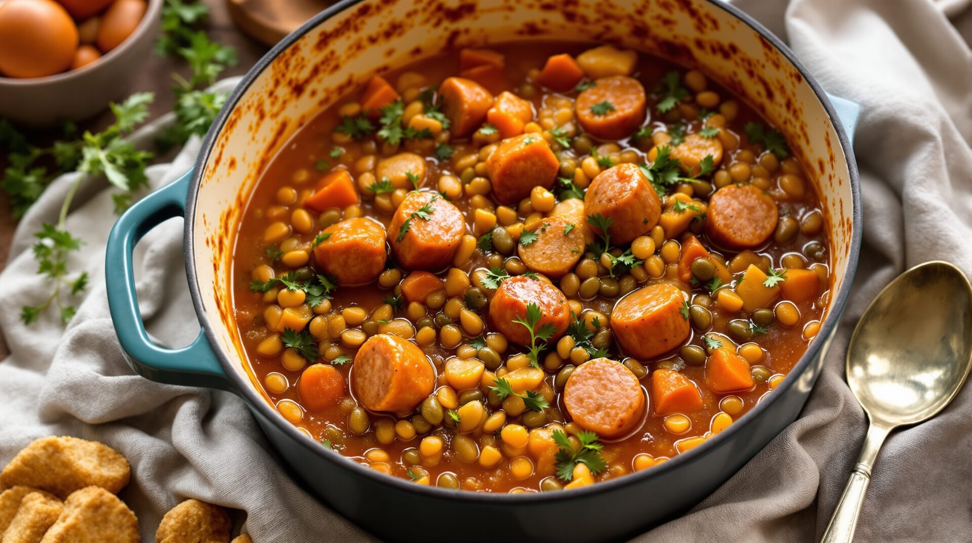 saucisse lentille en cocotte