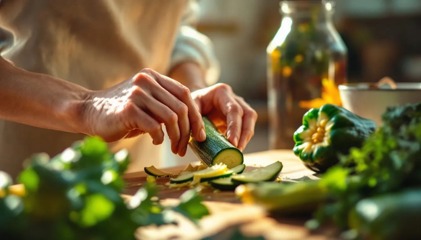 éplucher les courgettes