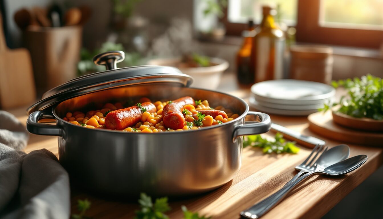 saucisse lentille en cocotte