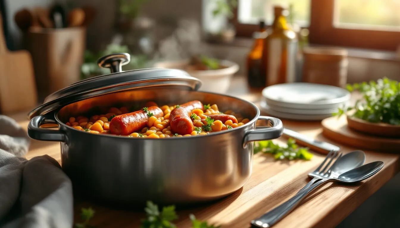 saucisse lentille en cocotte
