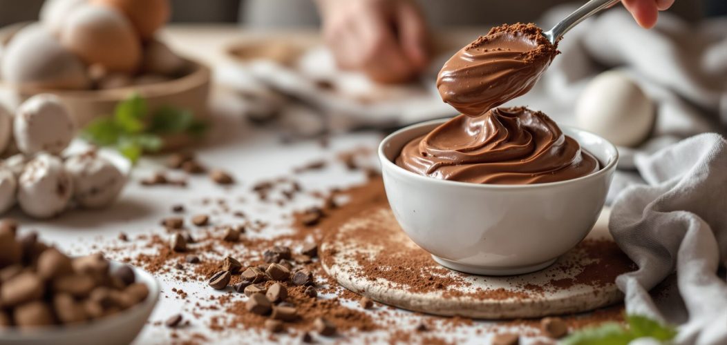 crème chocolat sans oeuf avec cacao en poudre