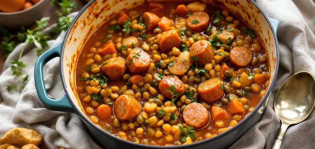 saucisse lentille en cocotte