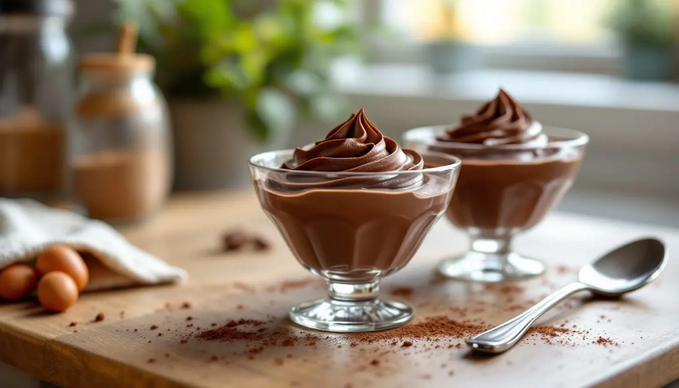 crème chocolat sans oeuf avec cacao en poudre