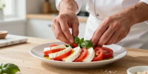 entrée tomates mozzarella basilic
