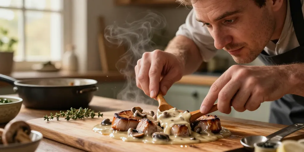Porc crème champignons : le pas à pas pour une sauce onctueuse
