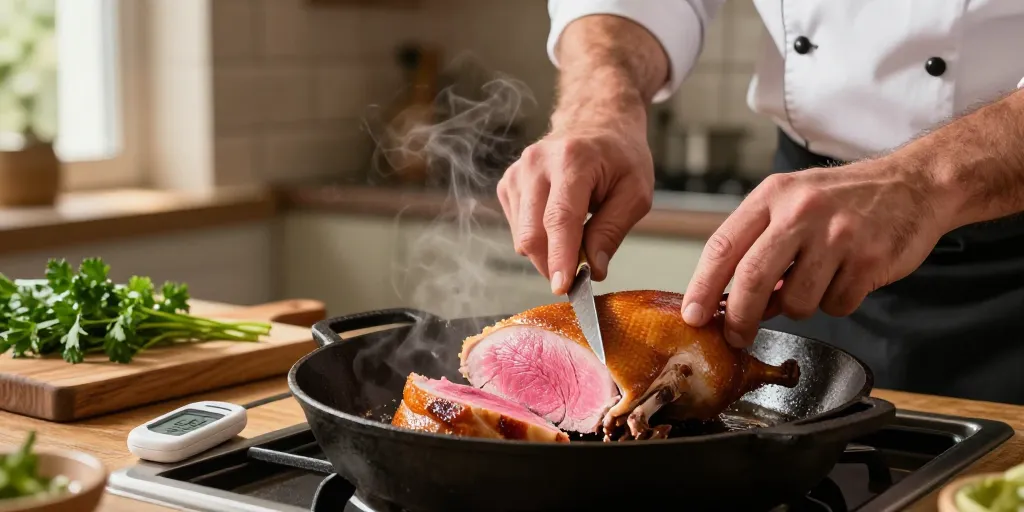 Cuisson magret de canard : la méthode à la poêle pour rosé parfait